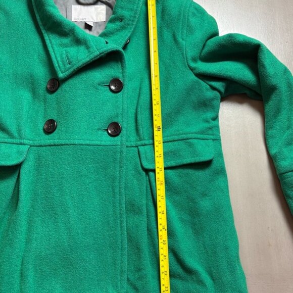 Old Navy Women's Kelly Green Double-Breasted Pea Coat Wool Blend Pleated Y2K - Picture 12 of 14